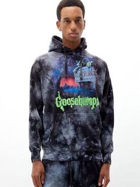 PacSun Black and Gray Tie-Dye Goosebumps Hoodie